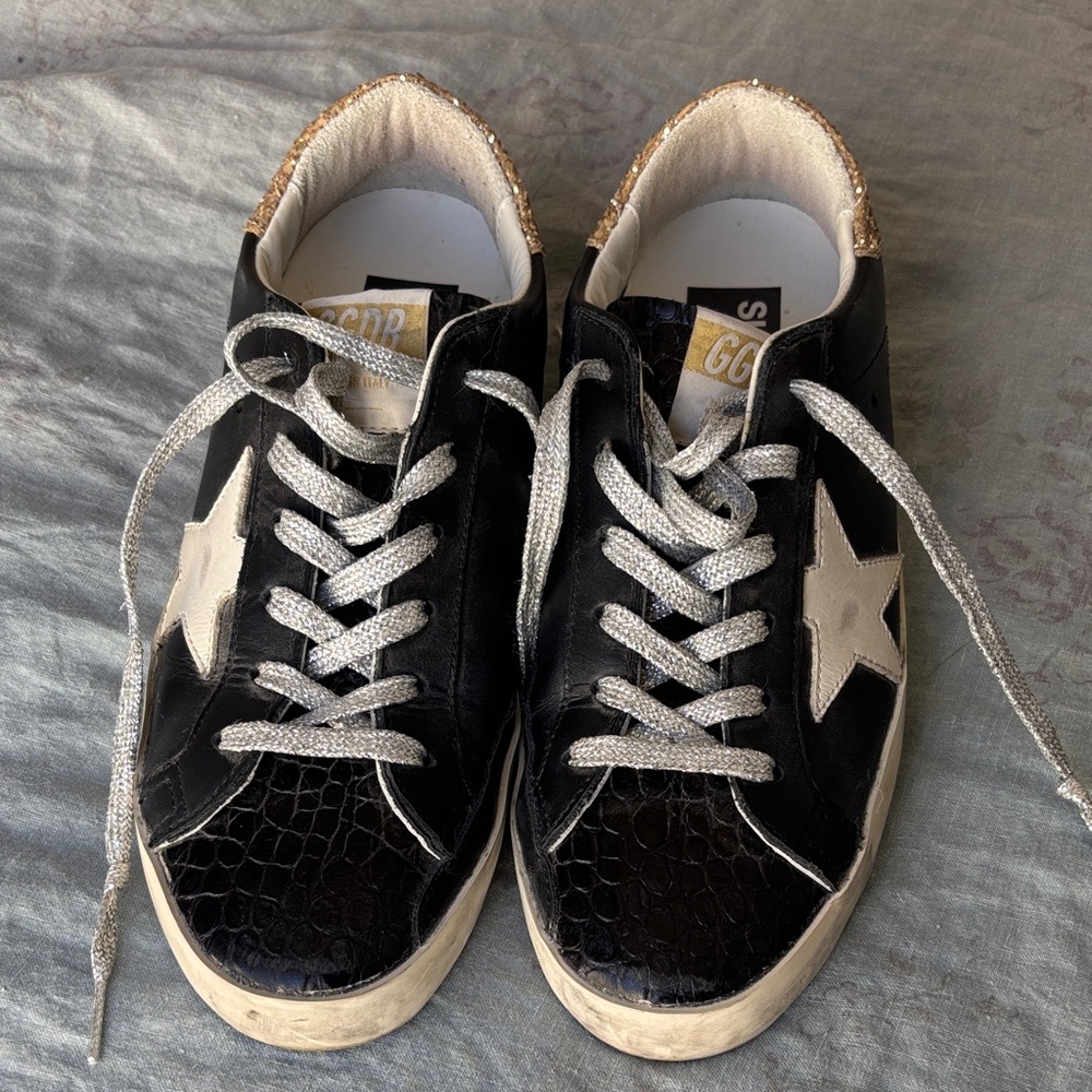 Golden Goose black with gold glitter heel - size 38